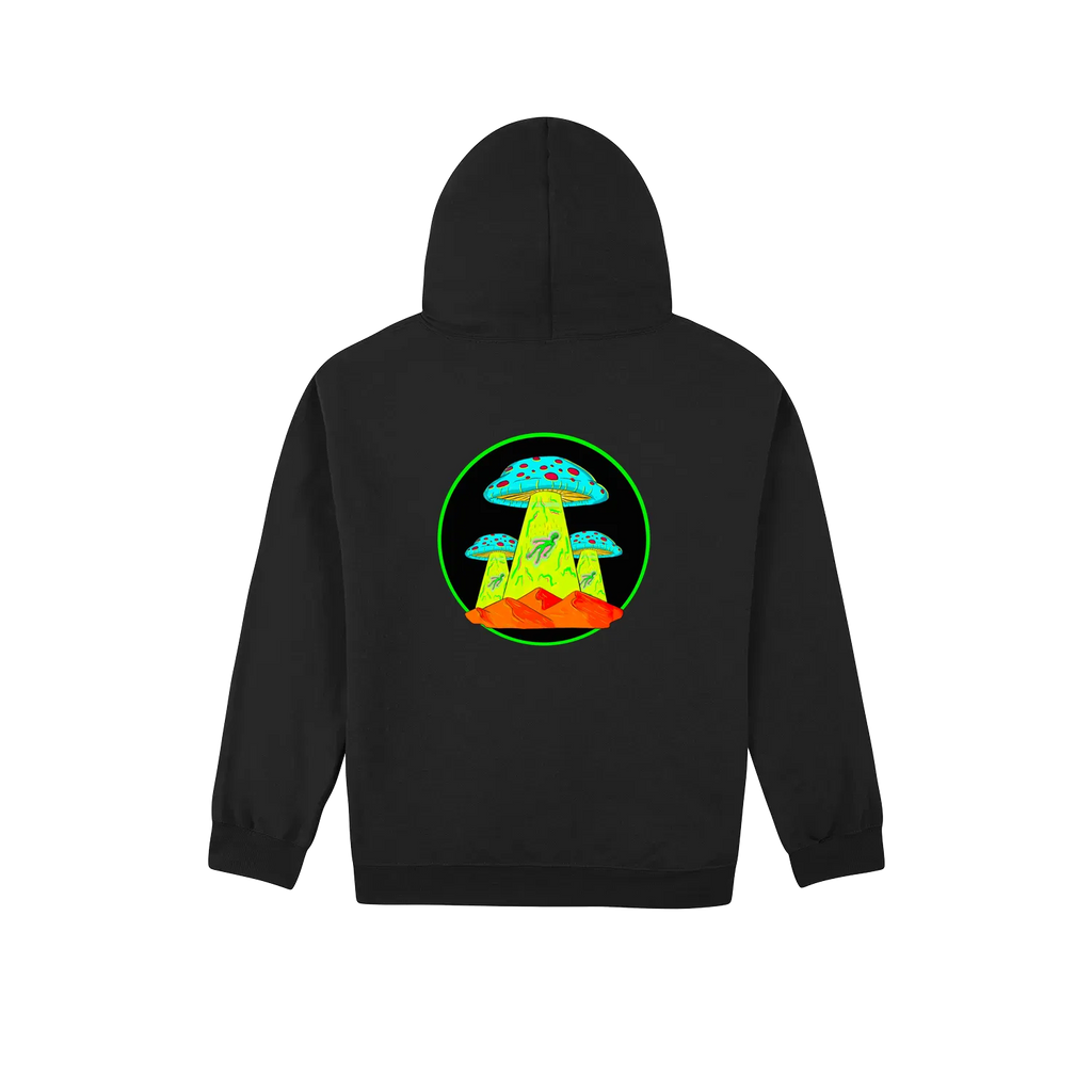 Altiplano Mushroom UFO hoodie in Black - back print