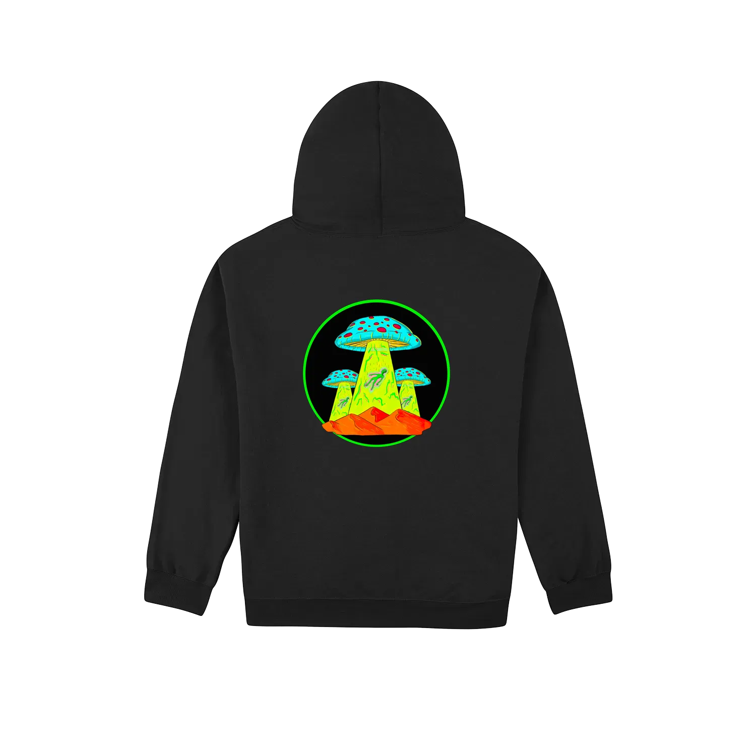 Altiplano Mushroom UFO hoodie in Black - back print