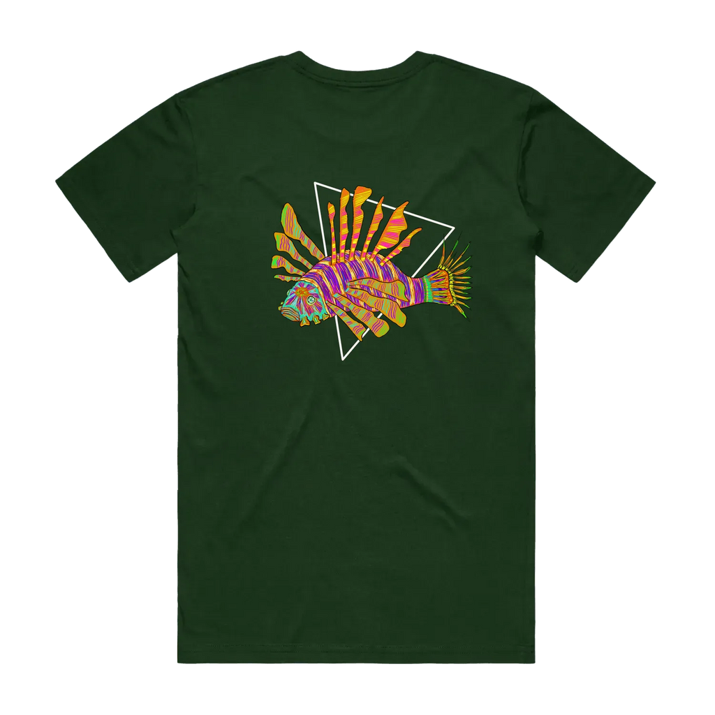 Altiplano Lion Fish graphic tee in Forest Green - lionfish back print