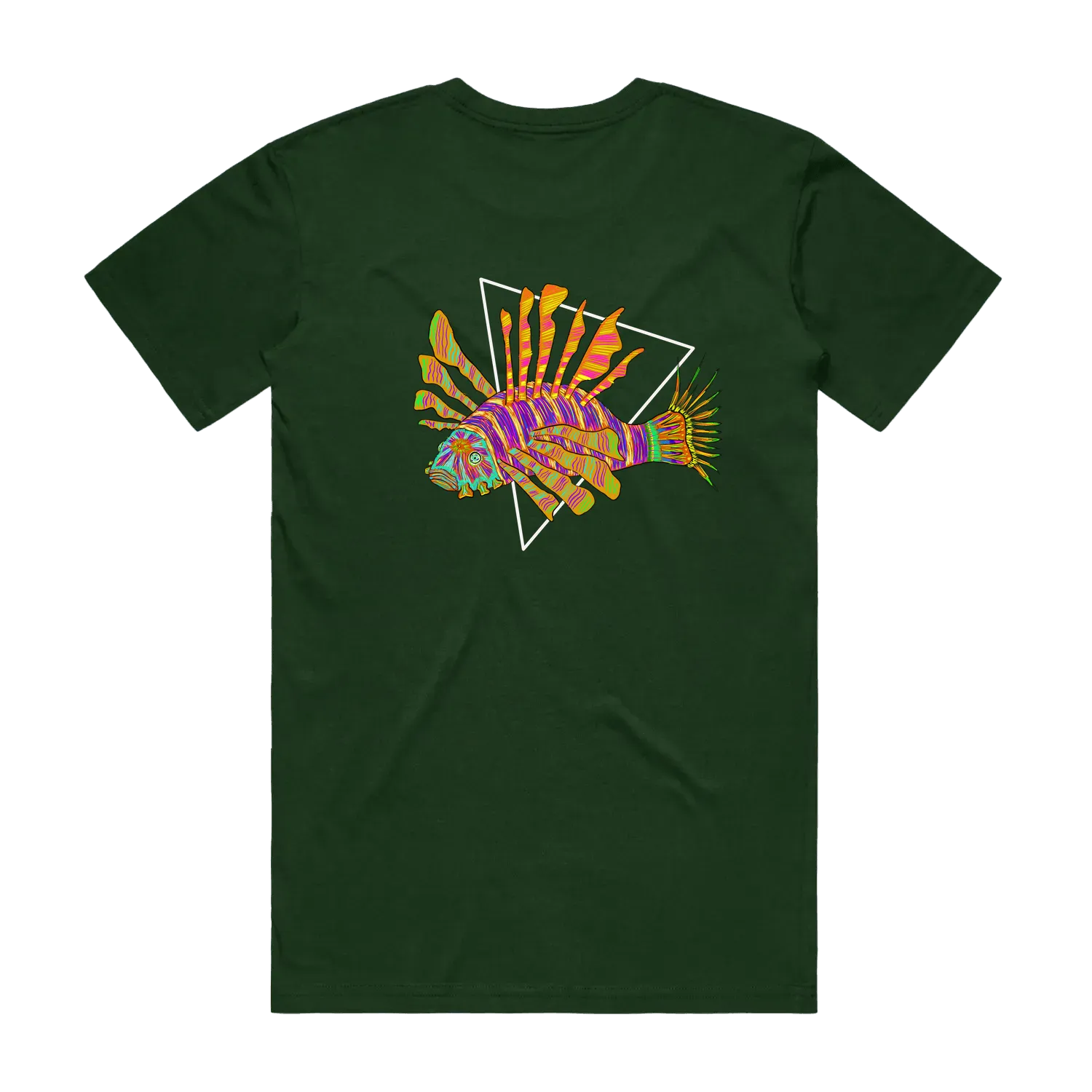 Altiplano Lion Fish graphic tee in Forest Green - lionfish back print