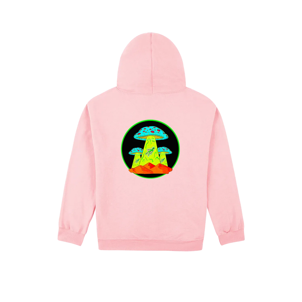 Altiplano Mushroom UFO hoodie in Light Pink - back print