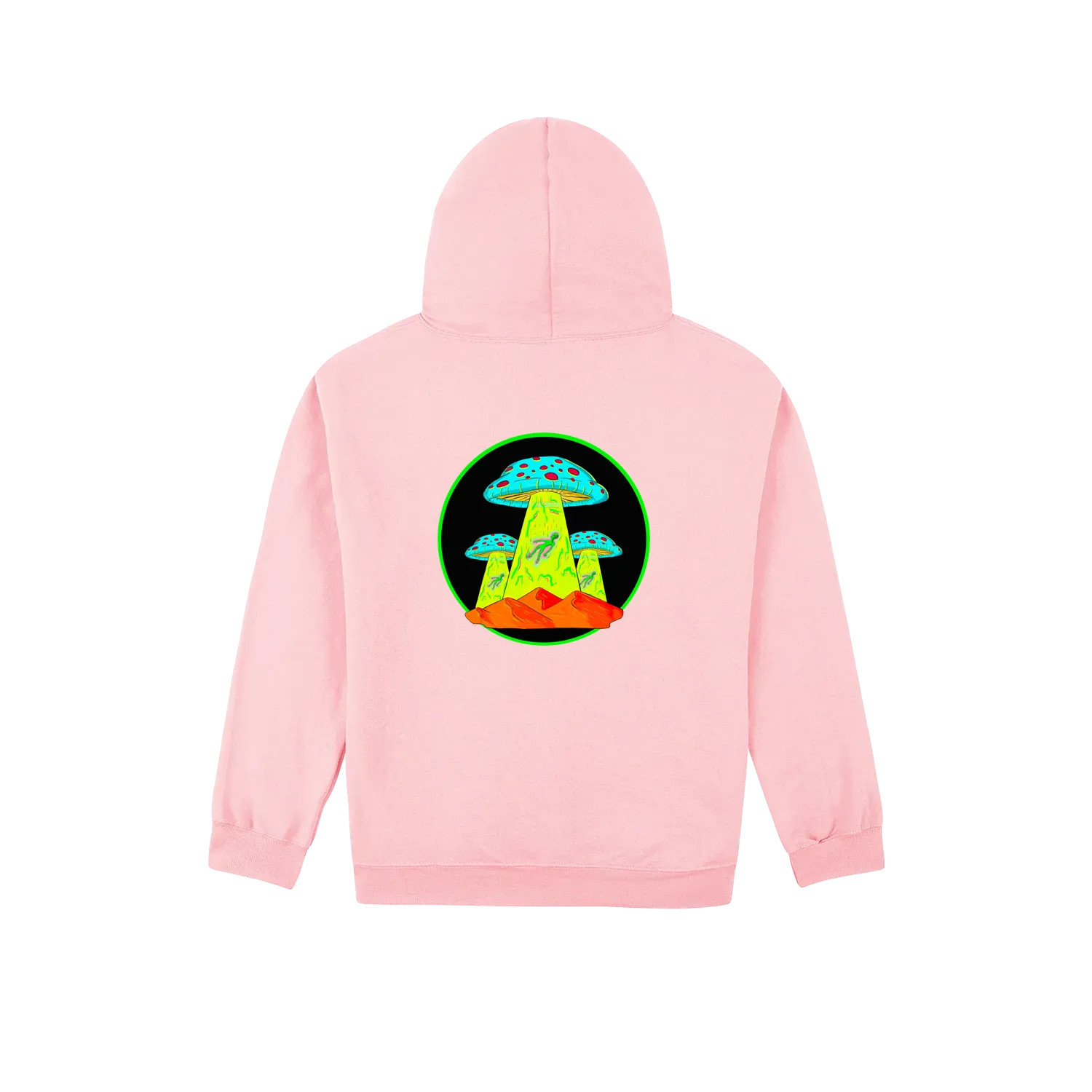 Altiplano Mushroom UFO hoodie in Light Pink - back print
