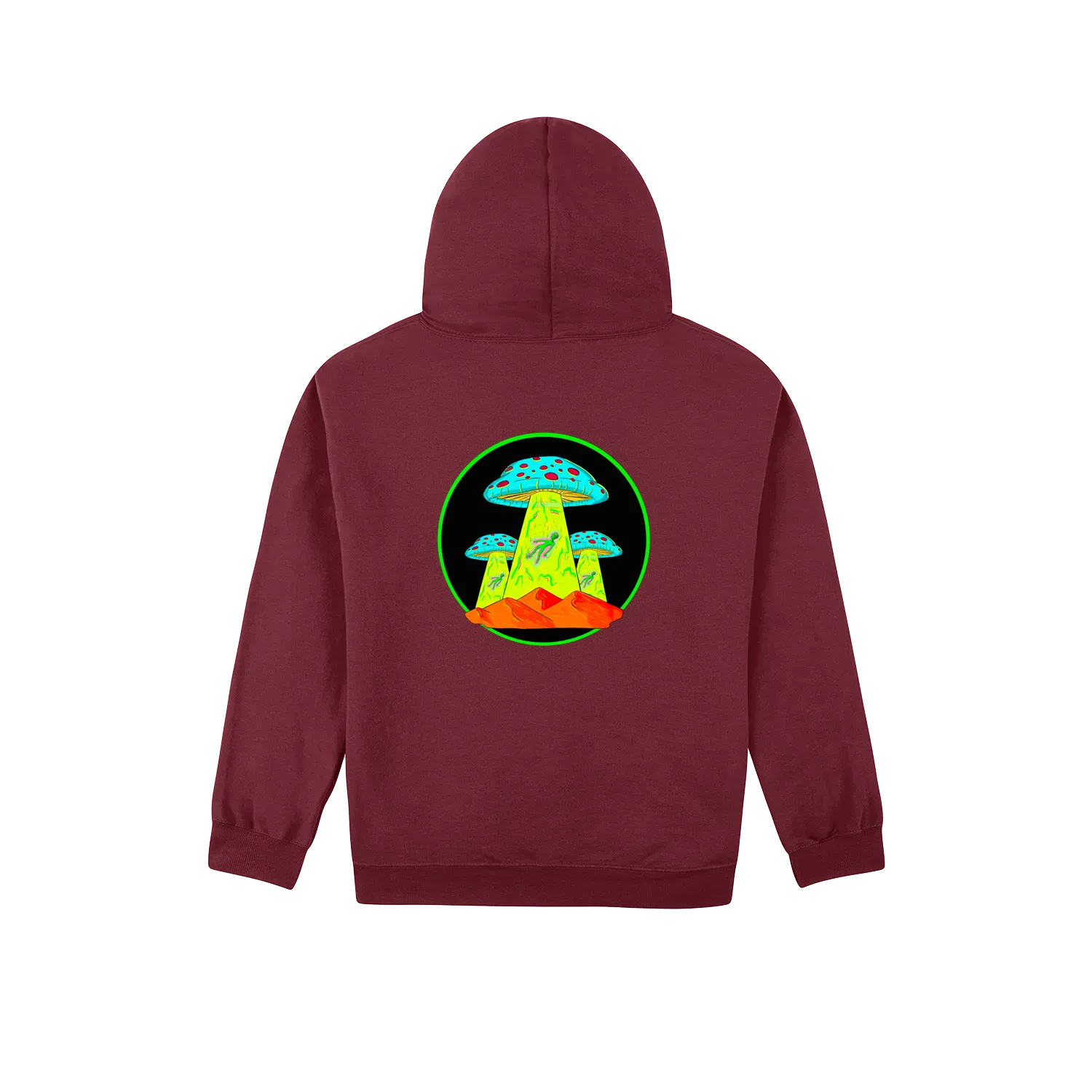 Altiplano Mushroom UFO hoodie in Maroon - back print