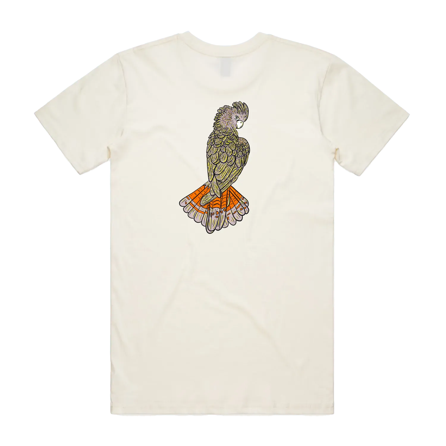 Altiplano Cockatoo graphic tee — natural cotton, back print