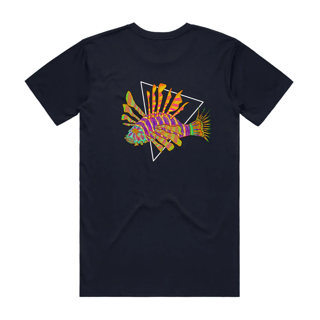 Altiplano Lion Fish graphic tee in Navy - lionfish back print