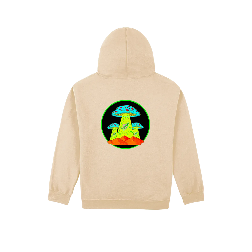 Altiplano Mushroom UFO hoodie in Sand - back print