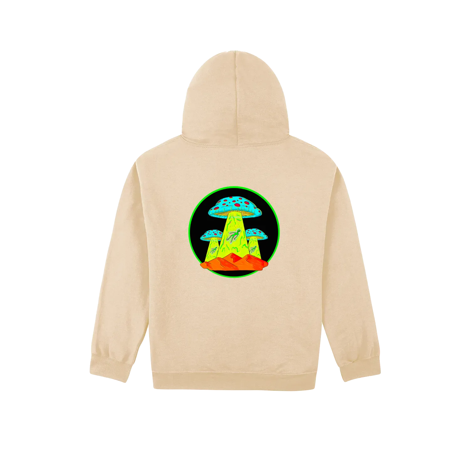 Altiplano Mushroom UFO hoodie in Sand - back print