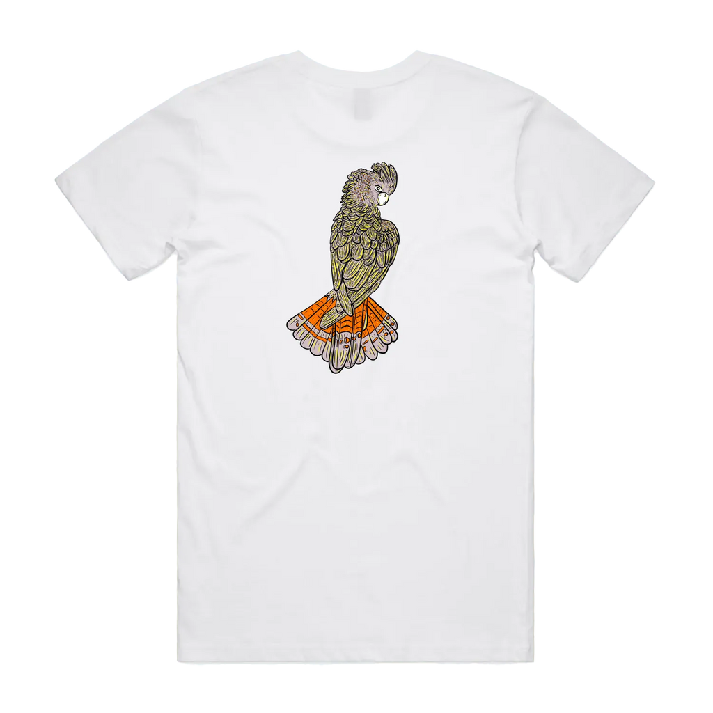 Altiplano Cockatoo graphic tee — white cotton, back print