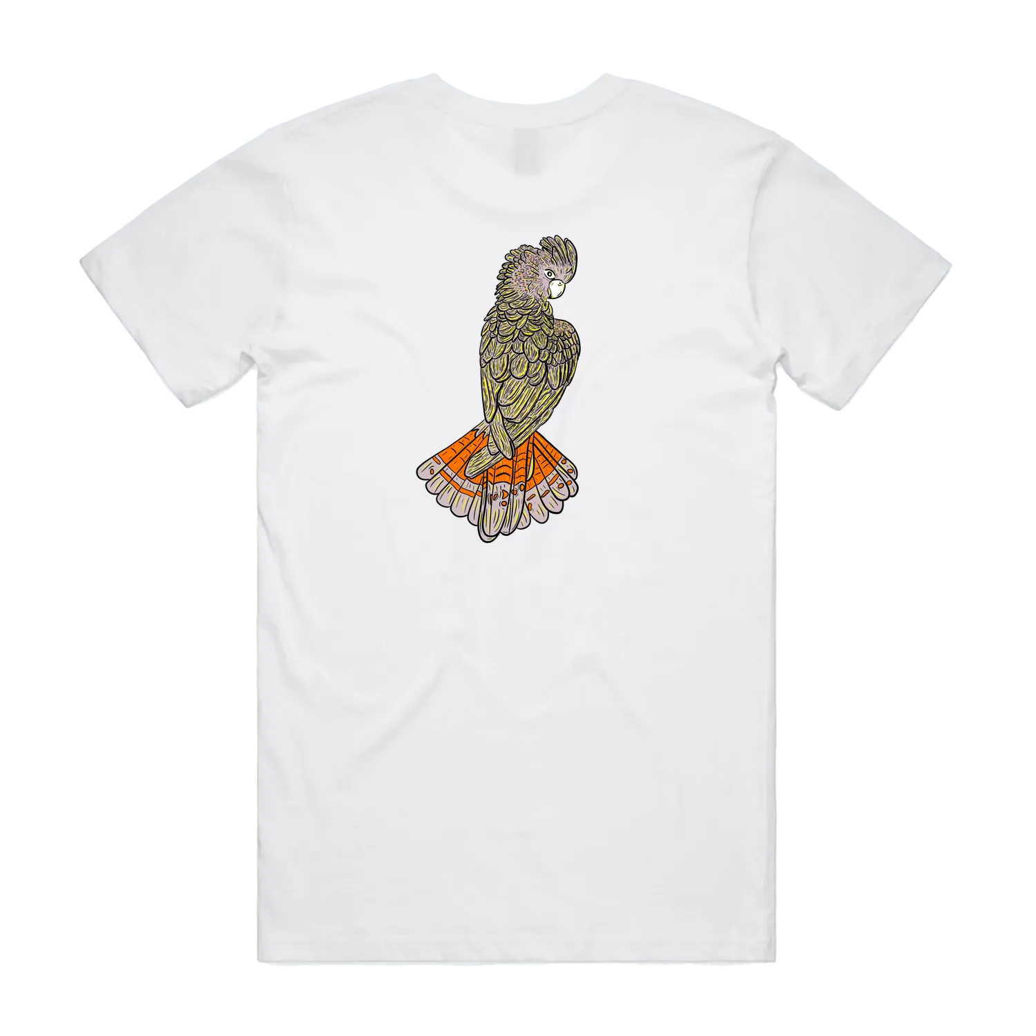 Altiplano Cockatoo graphic tee — white cotton, back print